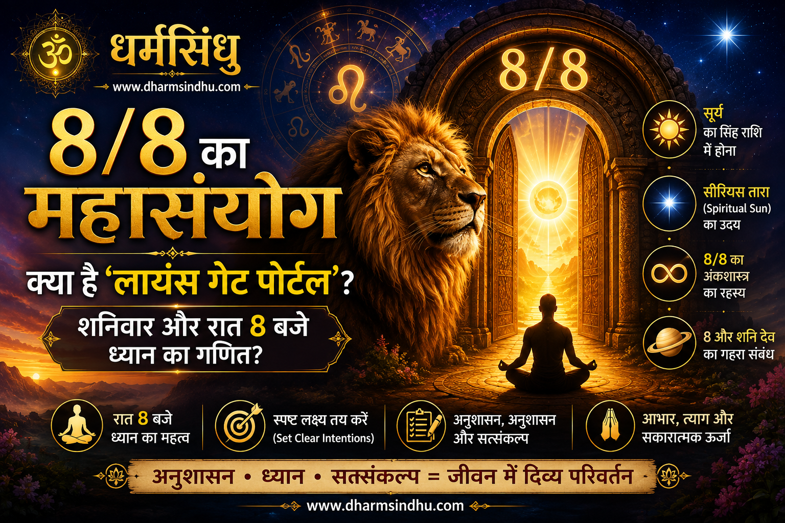 8/8 का महासंयोग: क्या है ‘लायंस गेट पोर्टल’, शनिवार और रात 8 बजे ध्यान का गणित?